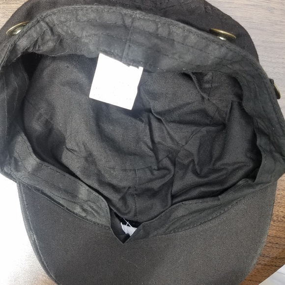 Distressed Cap with Chain and Buttons - Picture 2 of 7